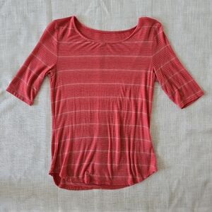Apt 9 Coral Orange Striped Half Sleeve T-shirt Stretchy Size small Lightweight